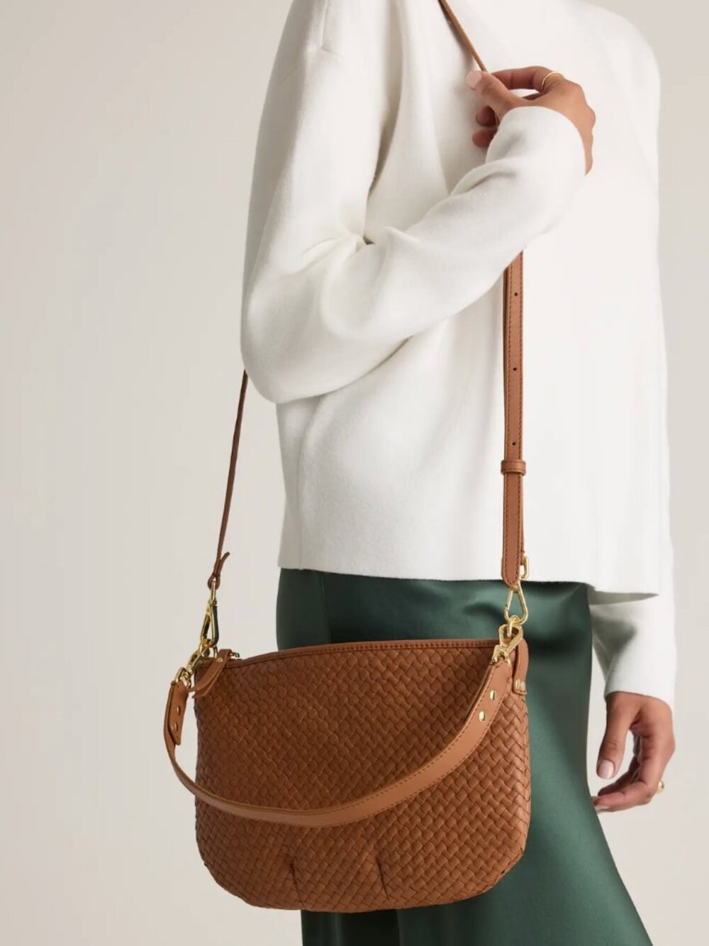 EUC Quince Leather Woven Crossbody Bag - Picture 3 of 4